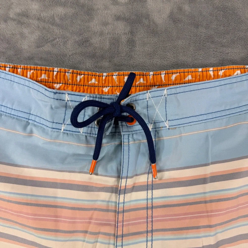 Tommy Bahama Lined Swim Shorts Men's Size Large Swim Trunks Light Blue Striped
